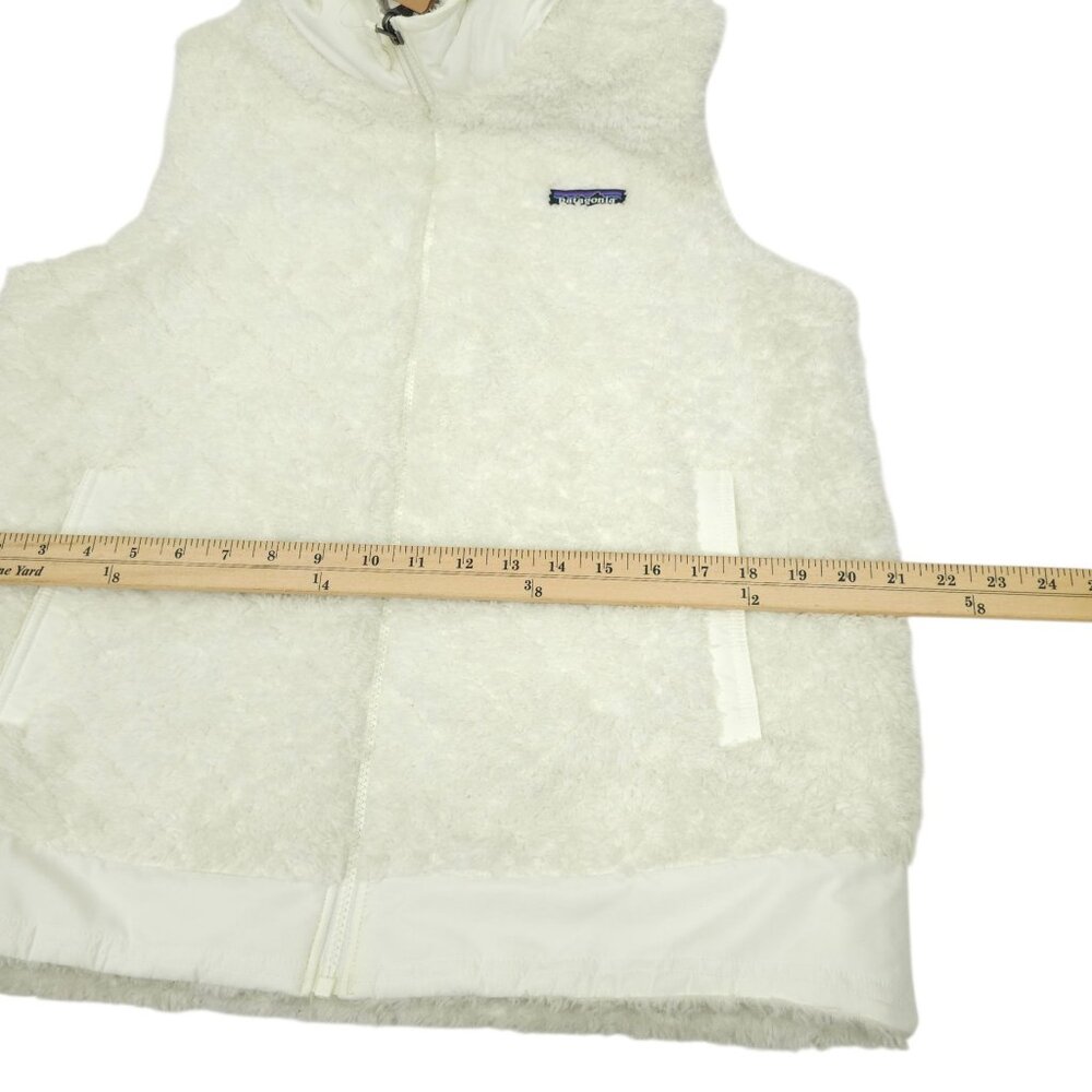 Patagonia Los Gatos Vest Hooded White Size L Reversible Fleece Zip Pockets New - Picture 13 of 16